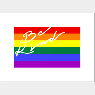 BE KIND on pride flag Posters and Art